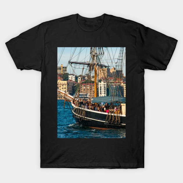 Southern Swan Sailing Ship, Sydney Harbour, Australia T-Shirt by Upbeat Traveler